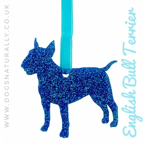 English Bull Terrier Glitter Decoration (Blue)